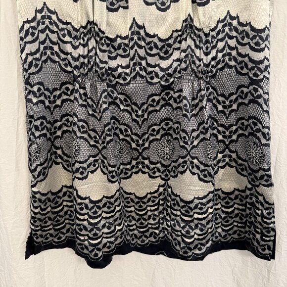 CAbi 100% Silk Women’s Top Blouse Black Gray Cream Cinch Waist Cap Sleeve Medium - Picture 11 of 15